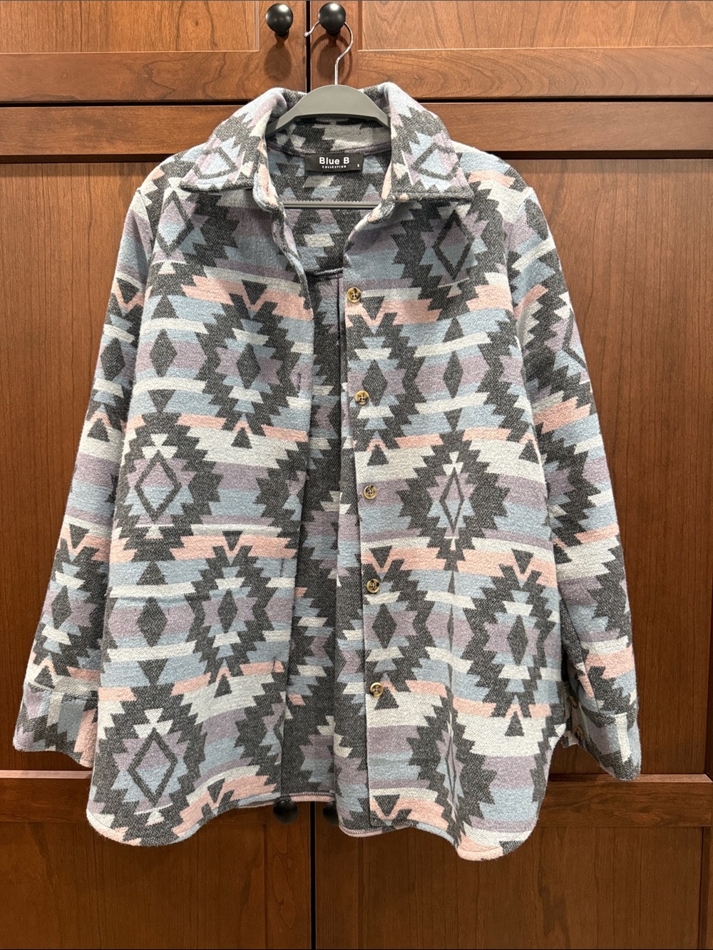 Blue B Women's Aztec Utility Jacket in Gray & Pastel